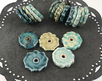 Handmade Ceramic Disc Bead Set: Handmade Jewelry Supplies. Marsha Neal Studio