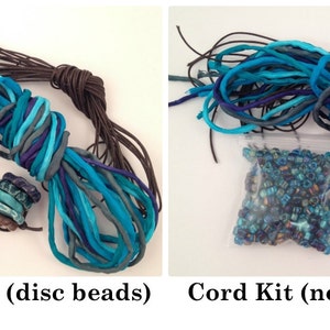 DIY Silk Wrap Bracelet Supplies or Silk Cord Kit DIY Craft Kit Makes Five Adult Friendship Bracelets in Dk Teal Blue Green MarshaNealStudio image 3