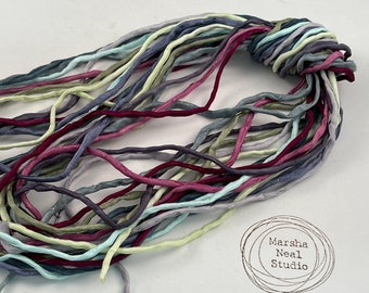 Hand Painted Silk Cord - Hand Dyed Silk - Silk Ribbon - Jewelry Supplies - Craft Supplies - 10 Silks - 2mm Silk Cord Item No.570