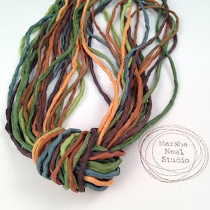 Hand Dyed Silk Cord: Fall Leaf Colors, 2mm DIY Craft Ribbon