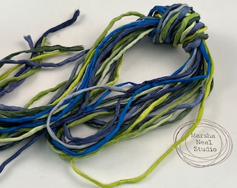 Hand Painted Silk Cord - Hand Dyed Silk - Silk Ribbon - Jewelry Supplies - Craft Supplies - 10 Silks - 2mm Silk Cord Item No.576