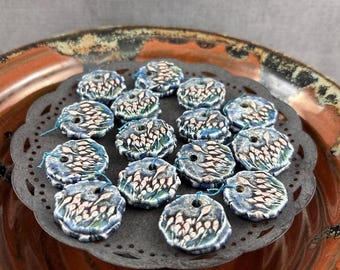Botanical Ceramic Bead Pair: Handmade Marsha Neal Studio Earring Supplies