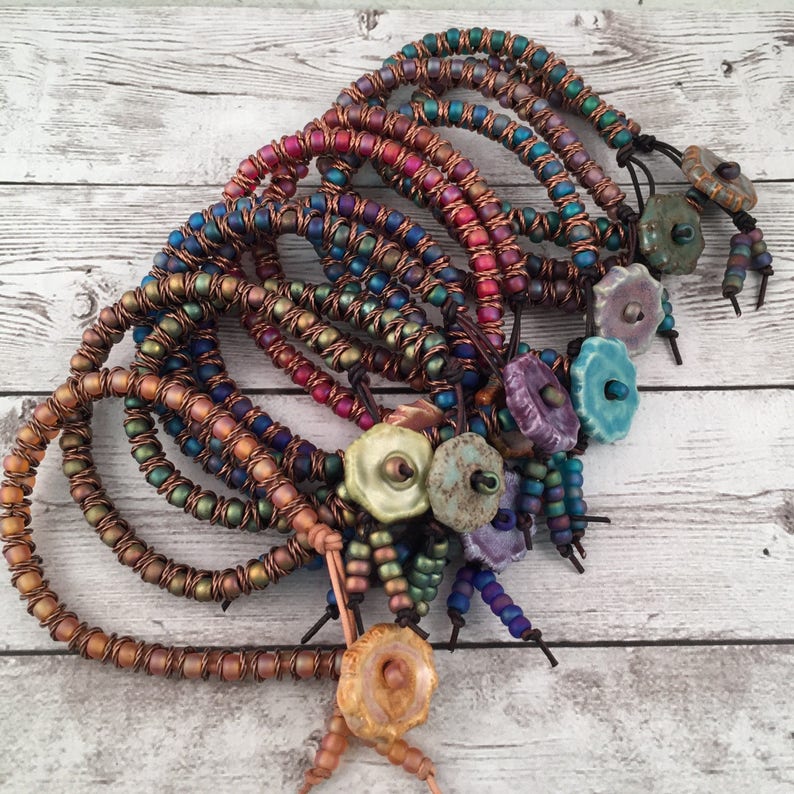 DIY Bracelet Kit Crafts for Adults Leather Beaded image 0