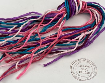 Hand Painted Silk Cord - Hand Dyed Silk - Silk Ribbon - Jewelry Supplies - Craft Supplies - 10 Silks - 2mm Silk Cord Item No.567