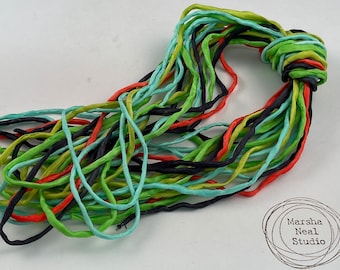 Hand Painted Silk Cord - Hand Dyed Silk - Silk Ribbon - Jewelry Supplies - Craft Supplies - 10 Silks - 2mm Silk Cord Item No.585