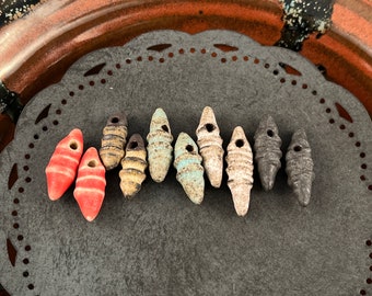 Handmade Ceramic Beads: Textured Dangle Earring Sized Pair by Marsha Neal Studio