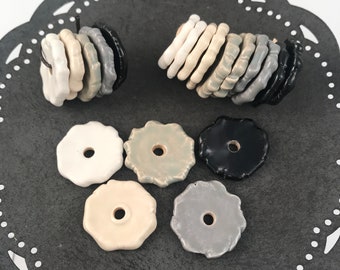 Handmade Ceramic Disc Bead Set: Handmade Jewelry Supplies. Marsha Neal Studio