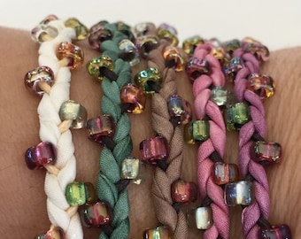 DIY Silk Wrap Bracelet Supplies or Silk Cord Kit DIY Jewelry Kit You Make Five Adult Friendship Bracelets in Vintage Rose Marsha Neal Studio