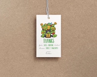 Etiqueta imprimible de las Tortugas Ninja para decorar tu fiesta de cumpleaños (descarga digital)