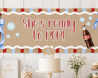 ¡Está a punto de dar a luz! Banner retro para baby shower / Descarga digital