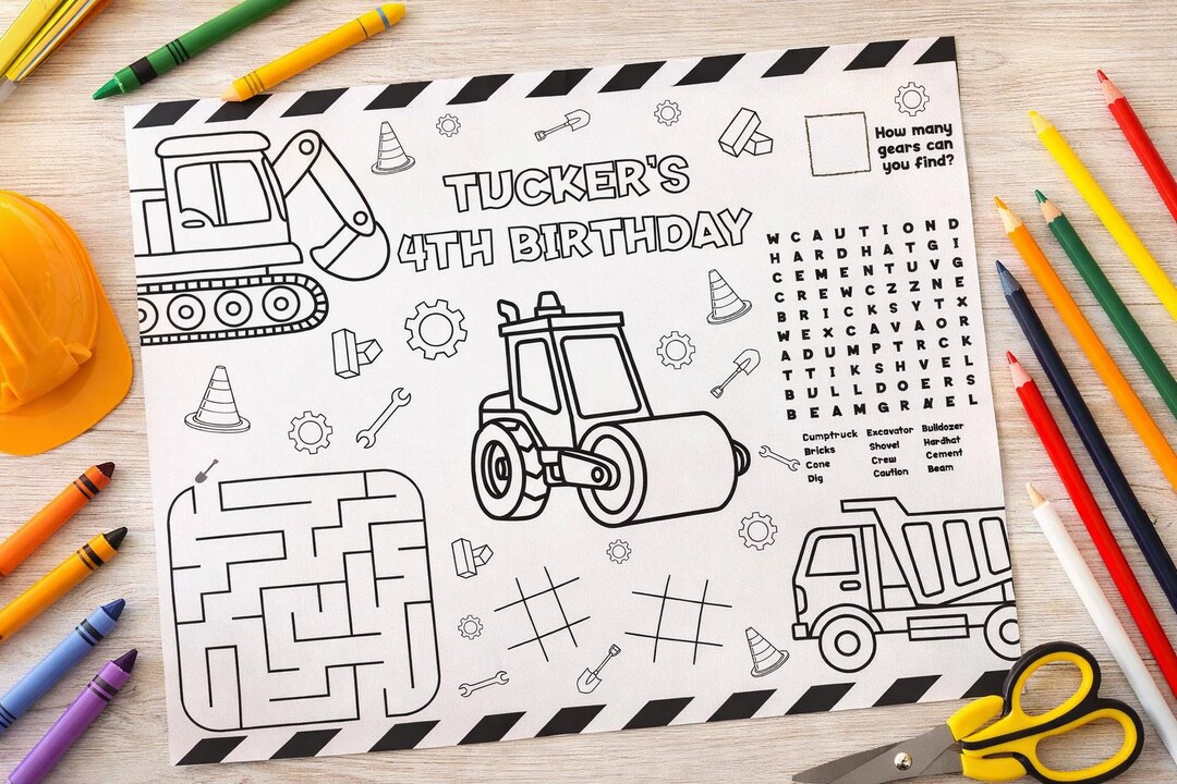 Construction Activity Sheet | Kids Printable | Truck, Crane & Building ...