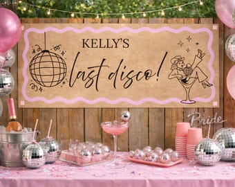 Banner de despedida de soltera con temática disco / Decoración personalizada para fiesta de despedida de soltera con temática disco (descarga digital)