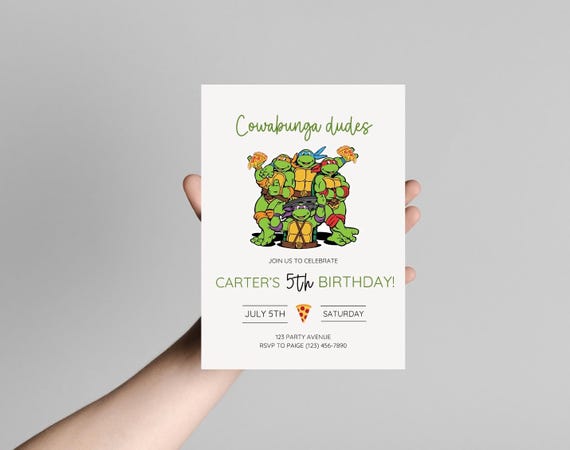 Editable Ninja Turtle Birthday Invitation: Cowabunga Dudes (Digital Download), t34t