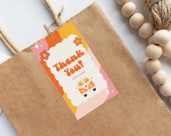 Four Ever Groovy Party Favor Tags: Printable Birthday Template (PDF)