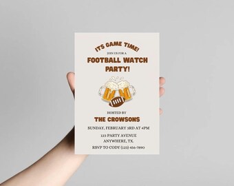 Editable Football Watch Party Invitation, Super Bowl (Digital Download)
