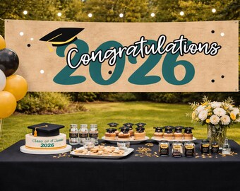 Pancarta de graduación 2026 / Fondo de felicitación para la clase (Descarga digital)