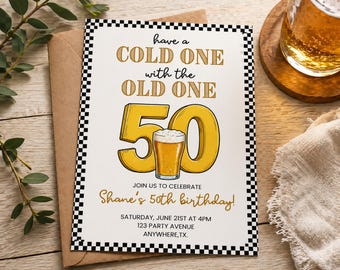 Invitación de cumpleaños número 50 / Temática de cerveza, invitación divertida para fiesta de adultos (descarga digital)