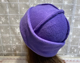 Reversible Adult purple Fleece Hat, navy fleece hat, Women's Winter Hat, Men's winter Hat, Many color options