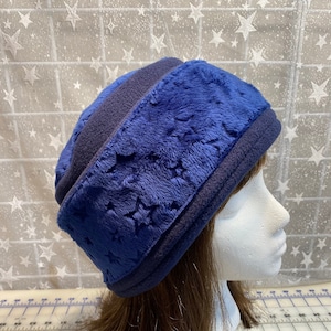 Adult Minky Fleece Dark Navy PILLBOX Hat, Women&#39;s Fleece Hat, Women&#39;s Pillbox Hat