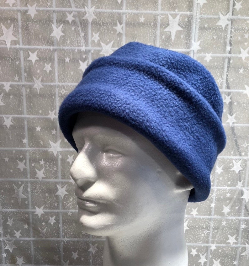 Adult Fleece PILLBOX Hat Medium Blue fleece hat Men's Etsy