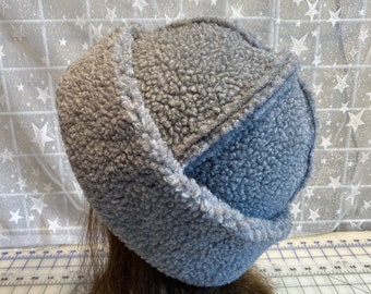 Reversible Adult Gray Berber Hat, Gray Berber hat, Women's Winter Hat, Men's winter Hat