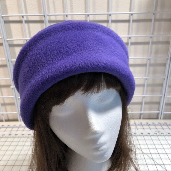 Adult Fleece PILLBOX Hat Purple Fleece 