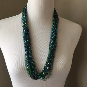 FIBER NECKLACES, Ladder Ribbon Necklace, Emerald Green Fiber Necklace, Jewel Tone Fiber Necklace image 7