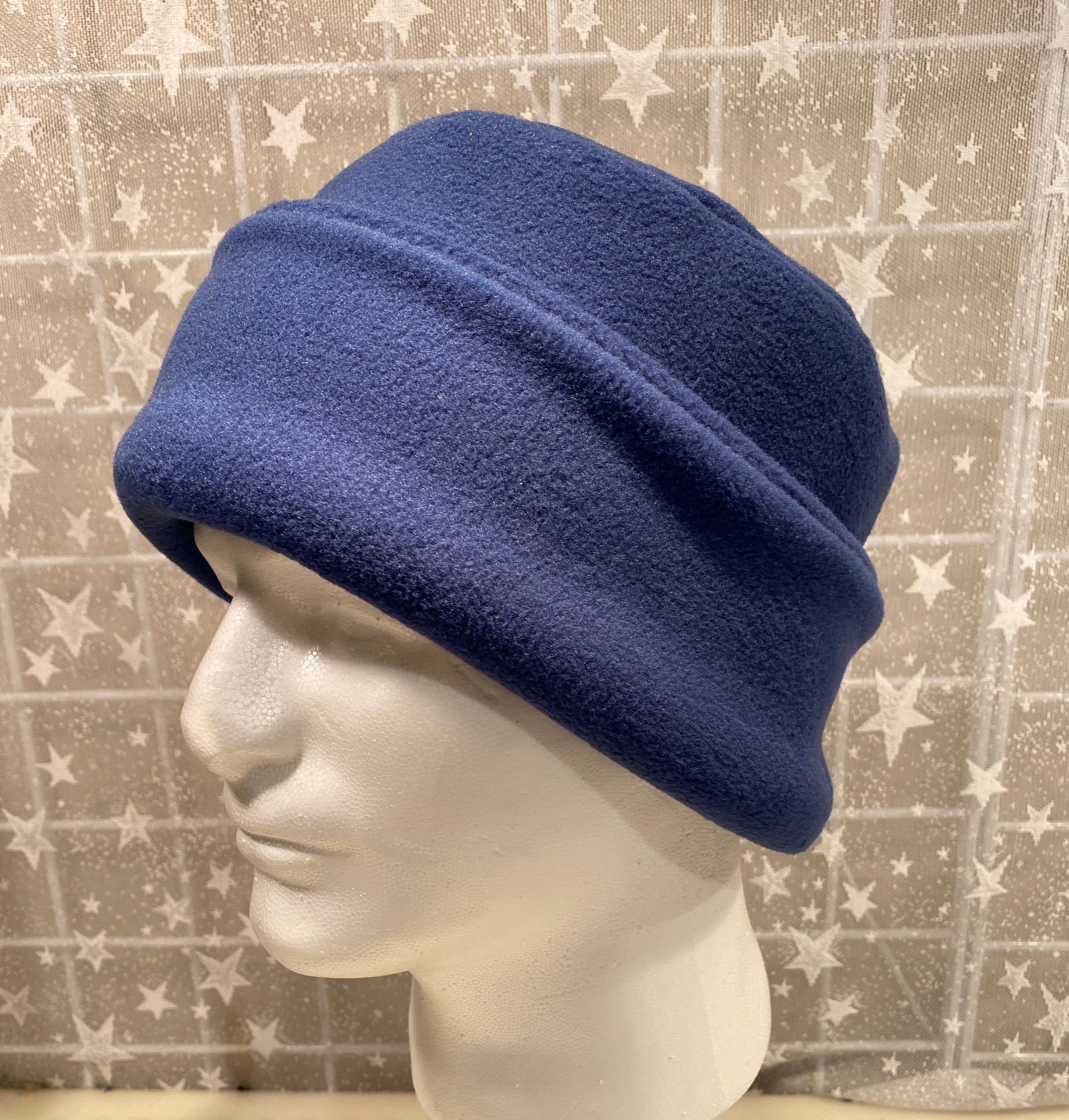 Adult Fleece PILLBOX Hat Medium Blue fleece hat Men's Etsy