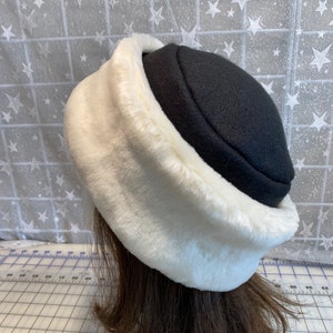 FAUX FUR Adult HAT with luscious soft ivory beaver fur, Ivory fur hat, Women&#39;s Fur Hat