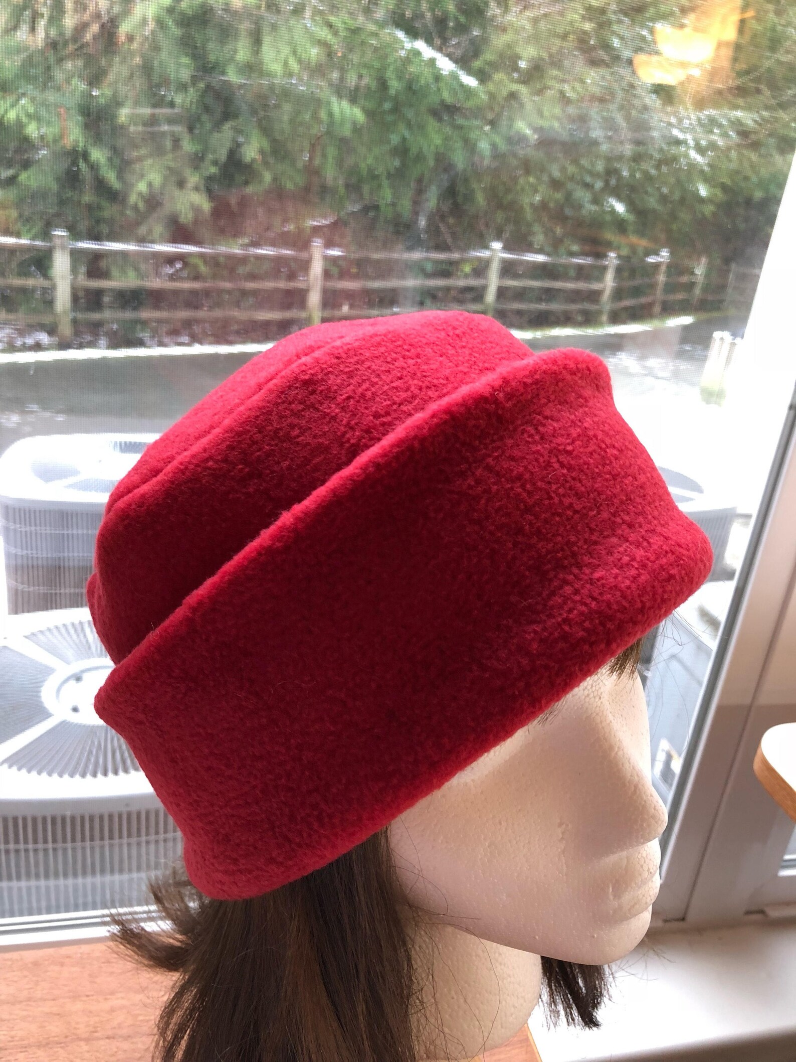 Adult Fleece PILLBOX Hat Red fleece hat Women's Fleece Etsy
