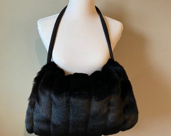 Oversized Black Mink Hand MUFF, Women's Hand Muff, Faux Fur Muff, Extra Large Handmuff