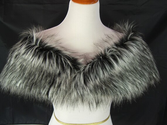 black faux fur shoulder wrap