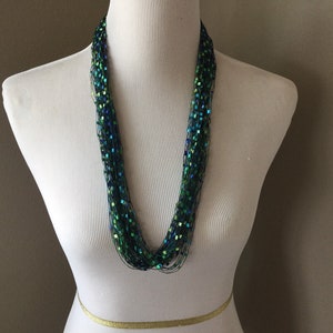 FIBER NECKLACES, Ladder Ribbon Necklace, Emerald Green Fiber Necklace, Jewel Tone Fiber Necklace image 8