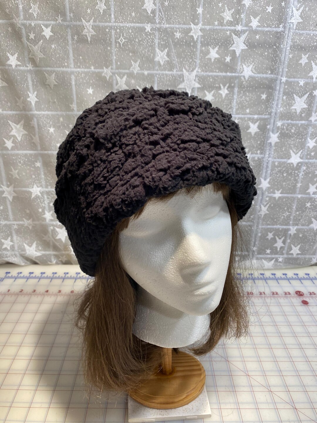 Cuddle Cap Adult Sherpa PILLBOX Hat, Rich Black Minky Sherpa Cuddle Hat, Men's ...
