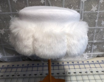 Child's White Mink Faux Fur Hat, Girl's Winter Fur Hat, Girl's Fur Hat, Fleece and Fur Hat, 3 color options