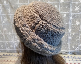 Charcoal gray Sherpa Minky Hat, Women's Winter Hat, Winter Hat, Super Soft Minky Hat