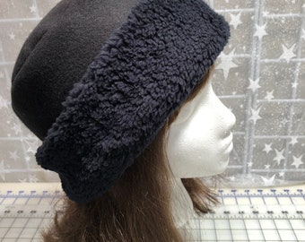 Adult Sherpa Fleece Pillbox Hat Minky 