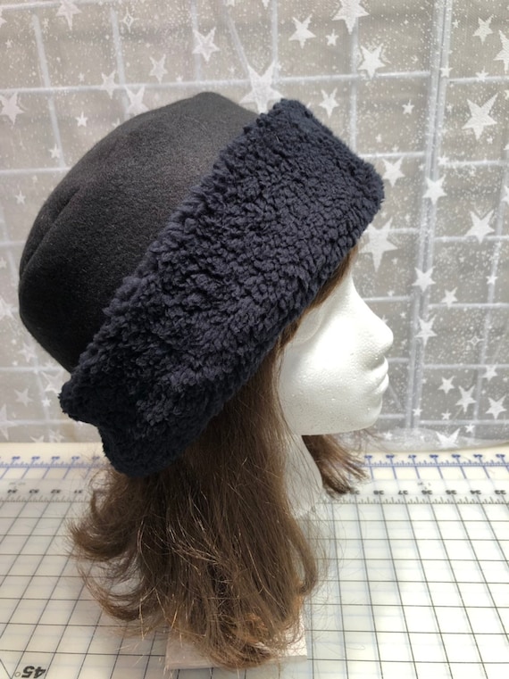 Adult Sherpa Fleece Pillbox Hat Minky 