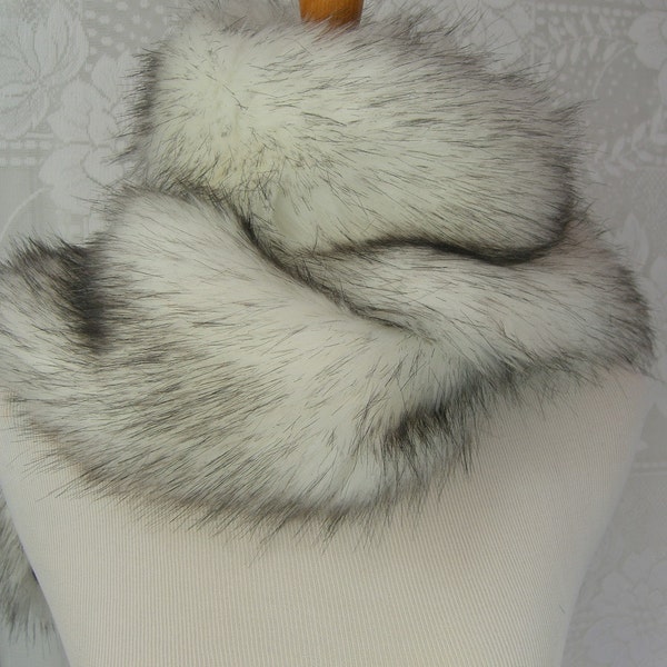 Faux Fur Scarf,  Russian Husky Faux Fur Scarf, Women's Long Fur Scarf