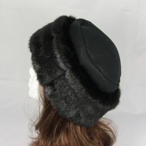 Rich Black Mink FAUX FUR HAT Pillbox Style Women's Winter - Etsy