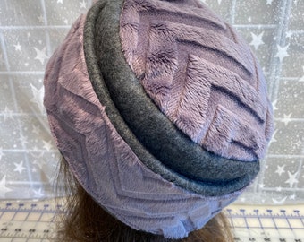 Adult Minky Fleece Dark Gray PILLBOX Hat, Women's Fleece Hat, Women's Pillbox Hat