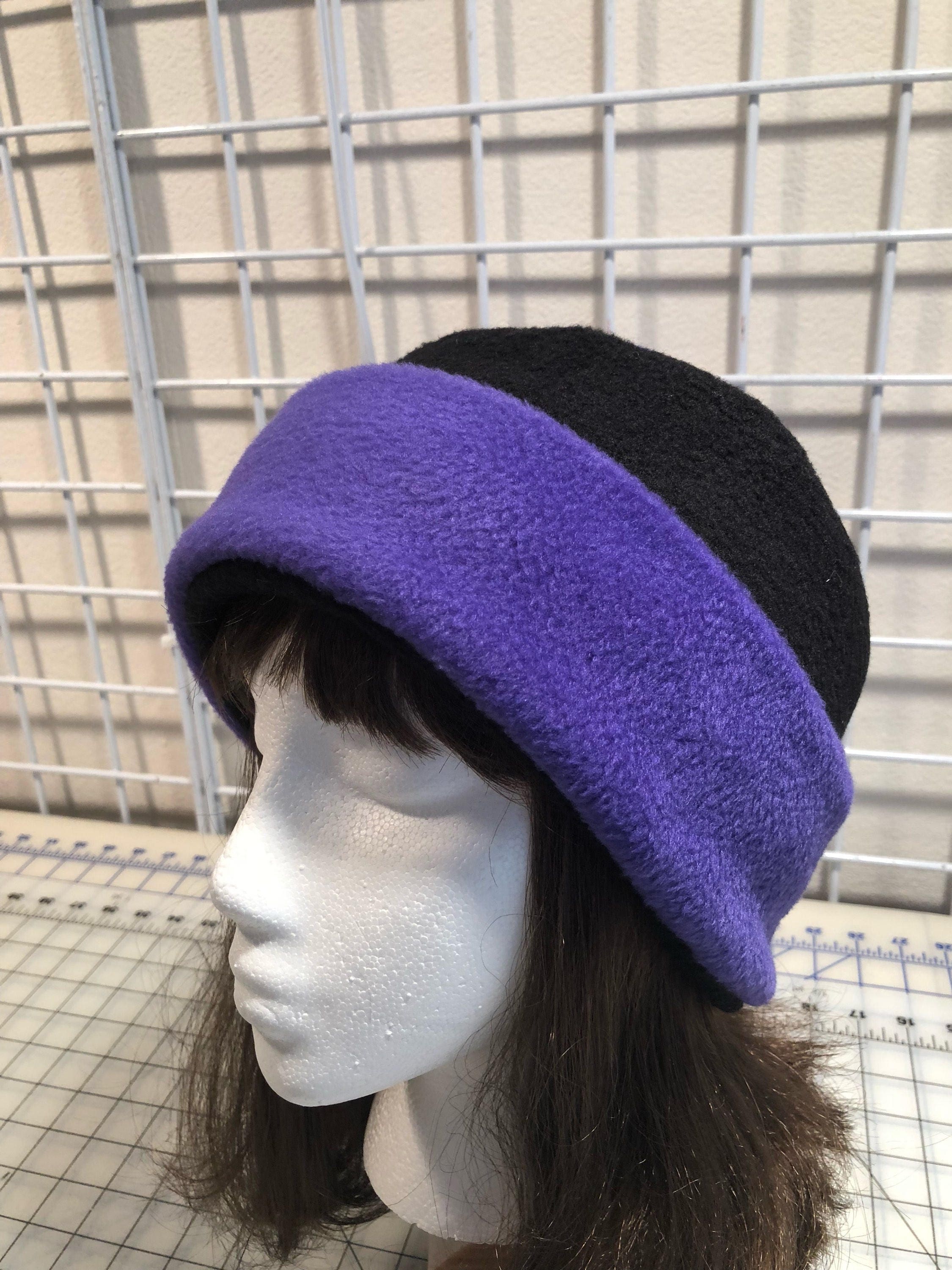 Adult Fleece PILLBOX Hat black/purple fleece hat Women's | Etsy