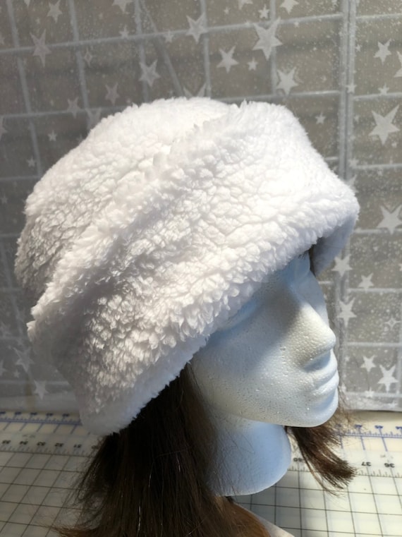 Adult Sherpa PILLBOX Hat Snow White 