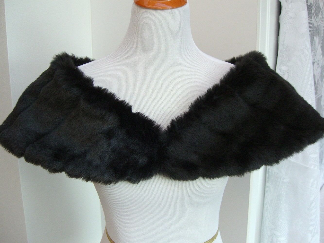 Black Mink Faux Fur Shrug Faux Fur Shawl Fur Stole Wedding