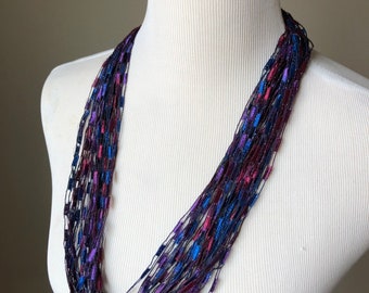 Jewel Tones FIBER NECKLACES, Ladder Ribbon Necklace, Fiber Ribbon Necklace