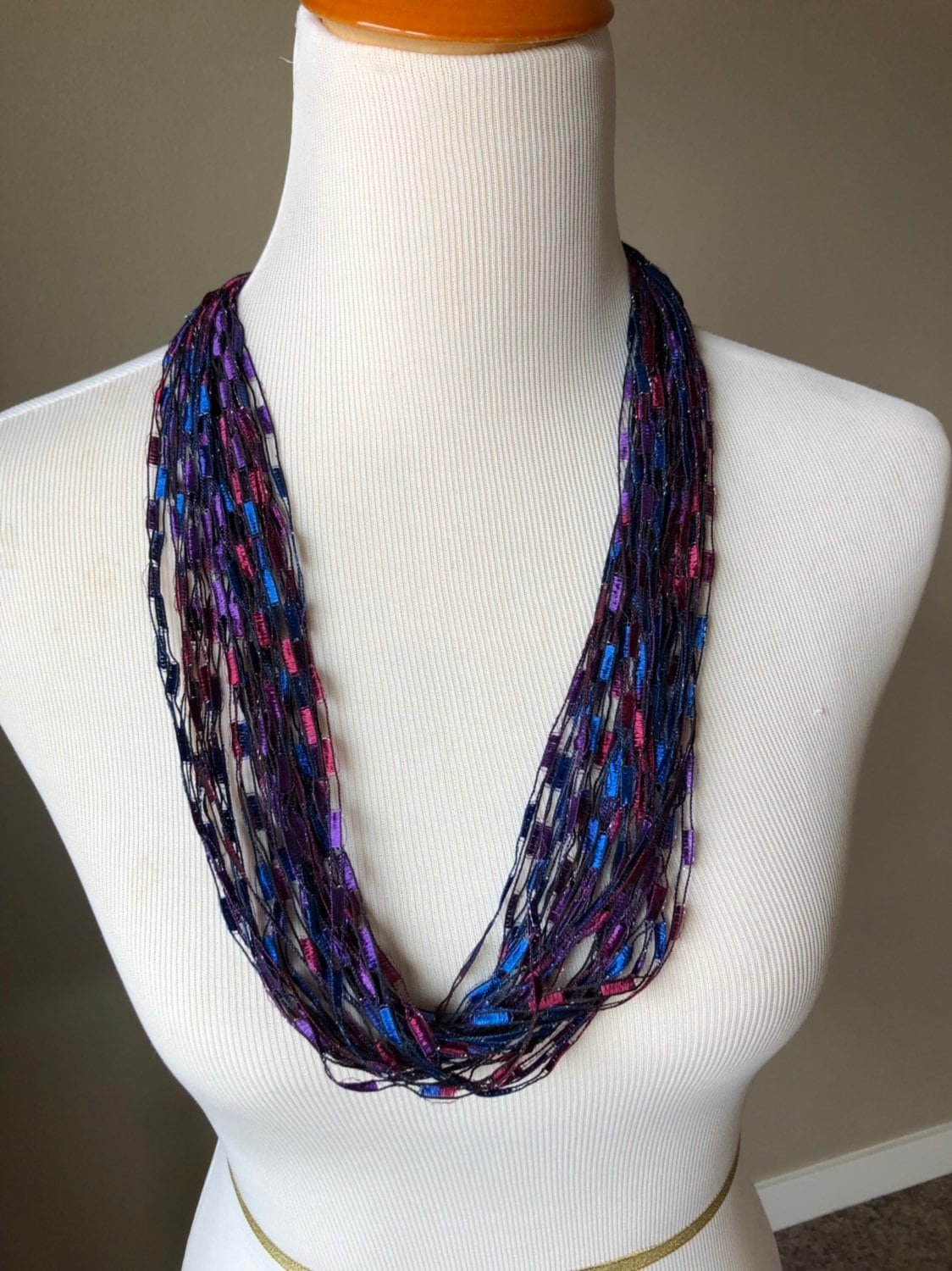 FIBER NECKLACES Ladder Ribbon Necklace Emerald Green Fiber Etsy