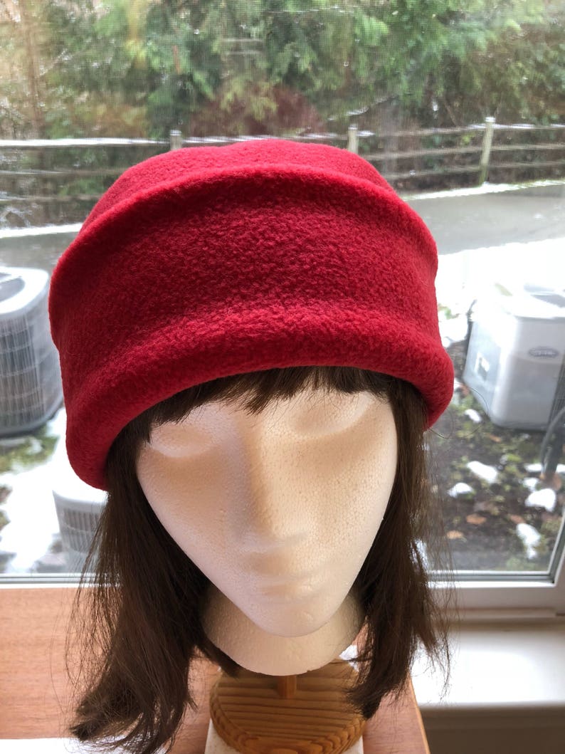 Adult Fleece PILLBOX Hat Red Fleece Hat Women's Fleece Etsy