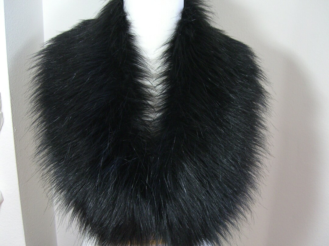 Faux Fur COLLAR, Women's Fur Neckwarmer, Fur Collar, Black Fox Faux Fur ...