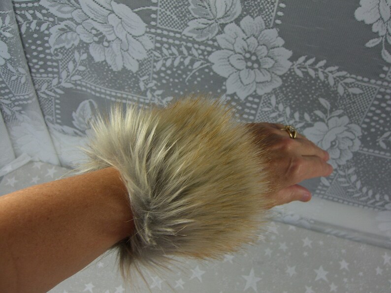 Faux Fur Wrist Cuffs Fur Sleeves Wrist Warmers Fox Gold Tip Etsy