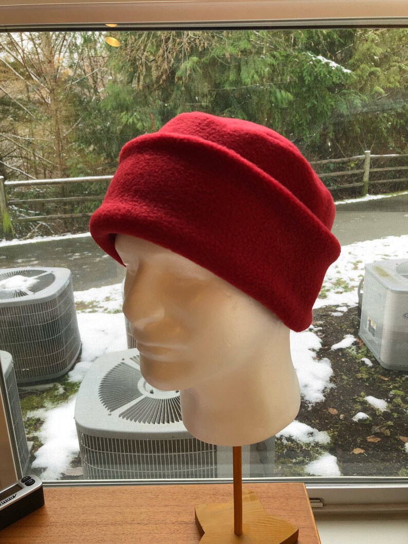 Adult Fleece PILLBOX Hat Red Fleece Hat Women's Fleece Etsy